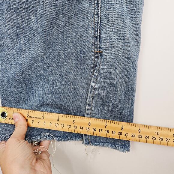 Good Hart High Rise Slit Flare Leg Jeans Size 12 High Rise Boho Hippie Raw Hem - Picture 11 of 13